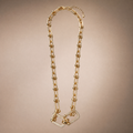 Gold chunky U-link necklace with pave centre link