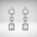 Silver CZ drop earrings with emerald-cut stone