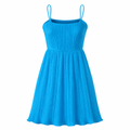 Turquoise pleated strappy mini dress