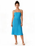 Turquoise pleated strappy dress