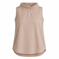 Beige halter neck top with braided neckline