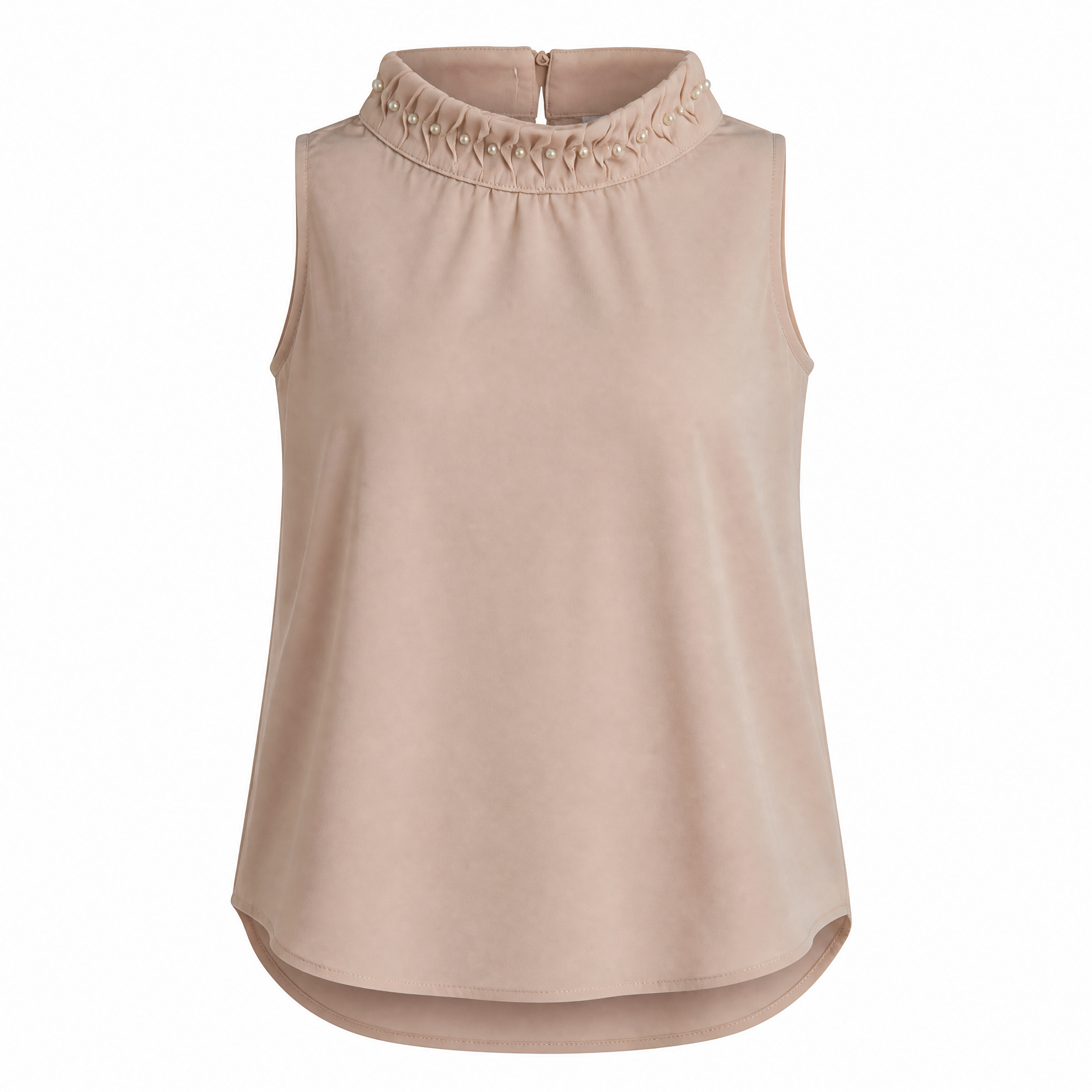 Beige halter neck top with braided neckline