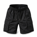 Black jacquard paisley cargo shorts
