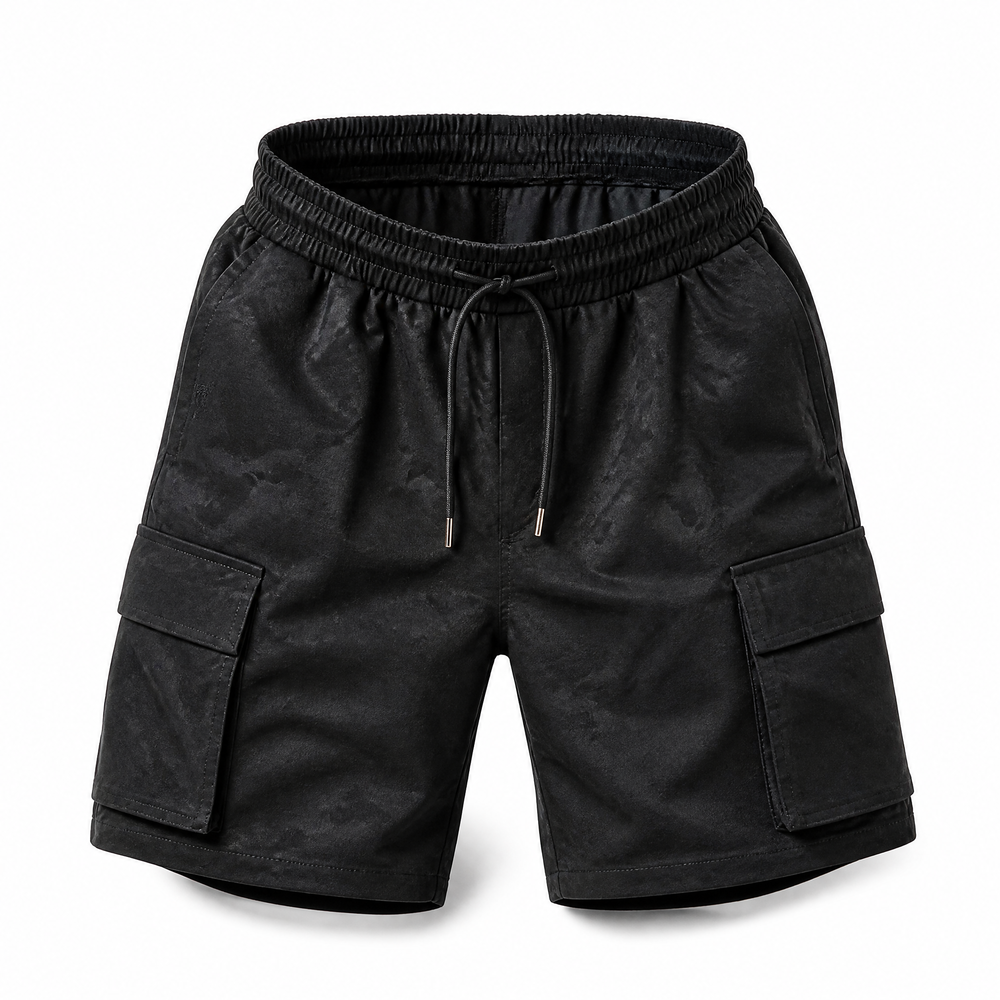 Black jacquard paisley cargo shorts