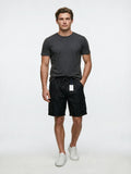 Black jacquard paisley cargo shorts
