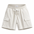 Cream jacquard paisley cargo shorts