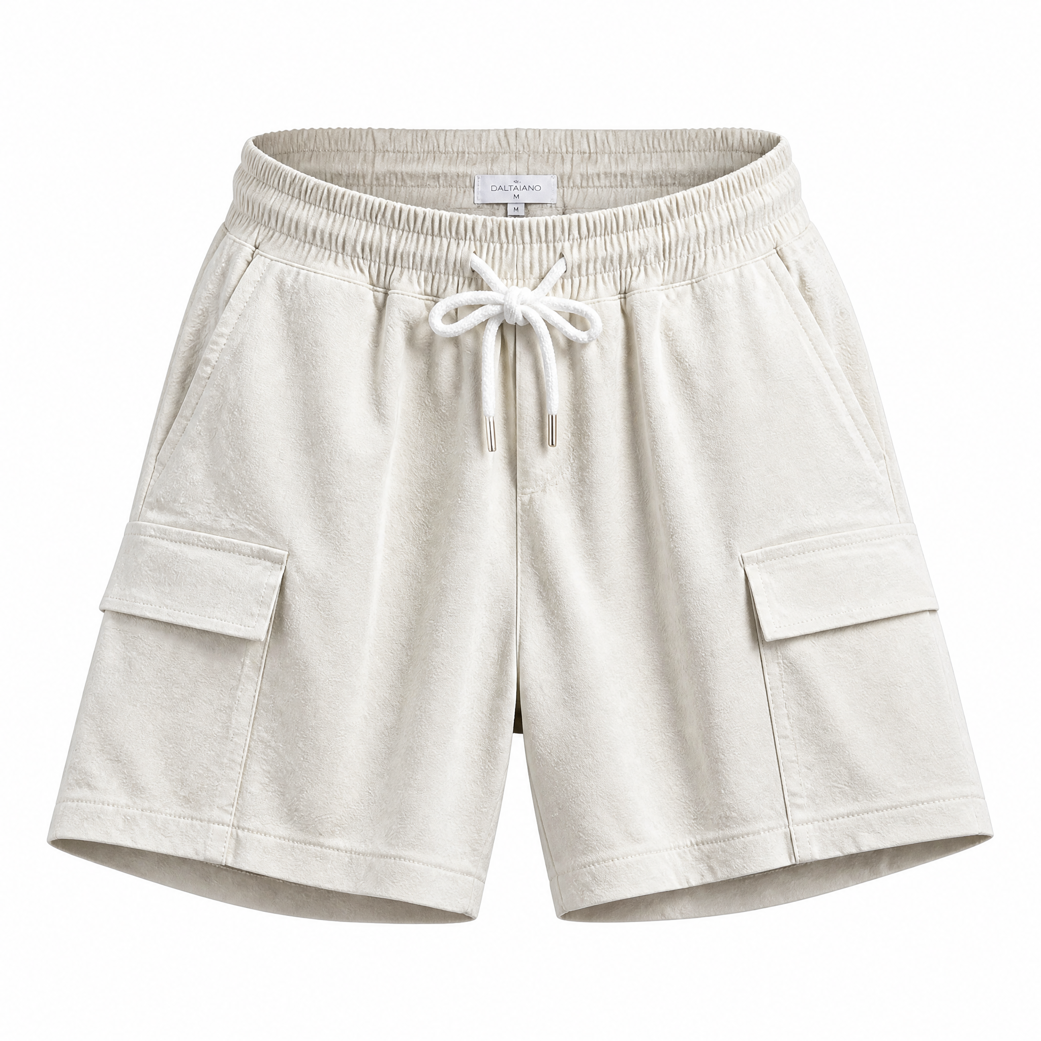 Cream jacquard paisley cargo shorts