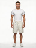 Cream jacquard paisley cargo shorts
