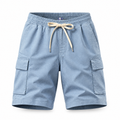 Light blue jacquard paisley cargo shorts