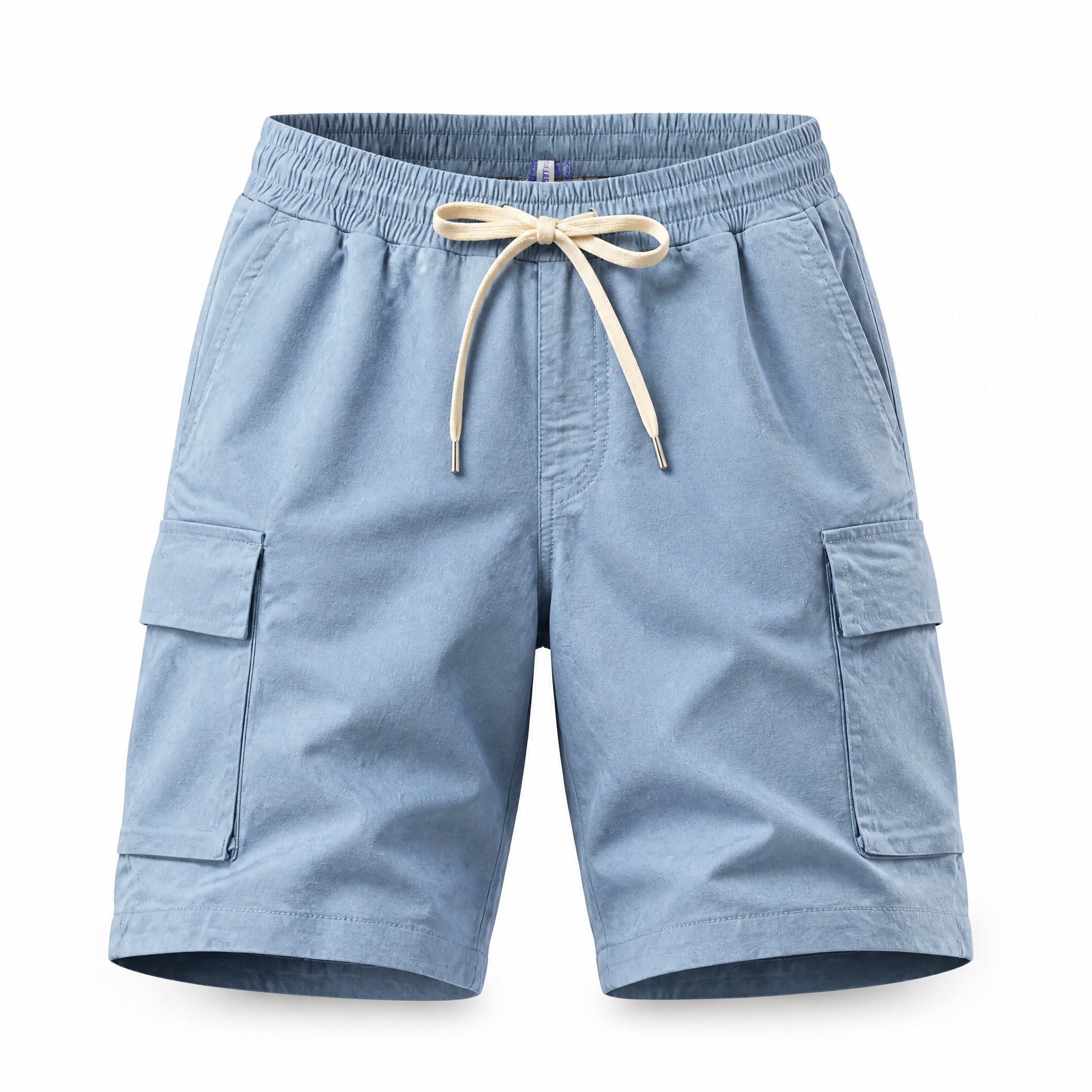 Light blue jacquard paisley cargo shorts
