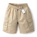 Beige jacquard paisley cargo shorts