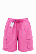 Pink jacquard paisley cargo shorts
