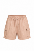 Blush pink jacquard paisley cargo shorts