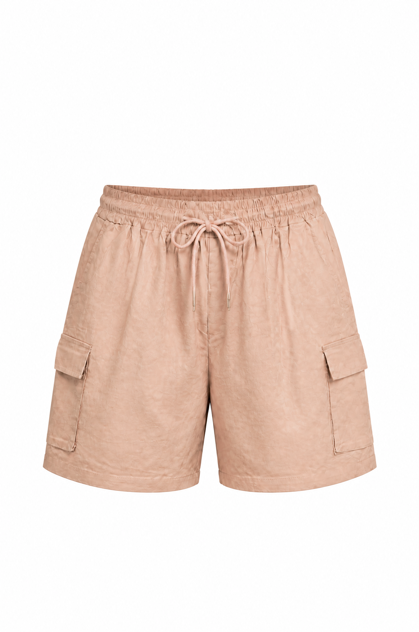 Blush pink jacquard paisley cargo shorts