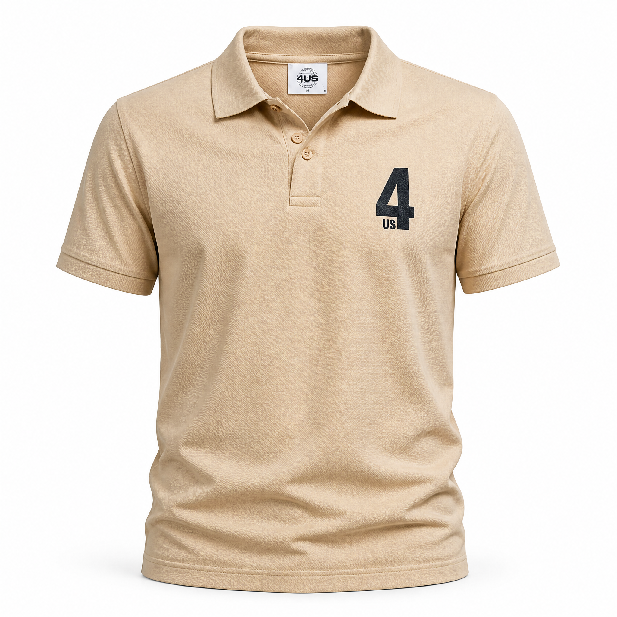 Beige 4US logo polo shirt