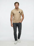 Beige 4US logo polo shirt