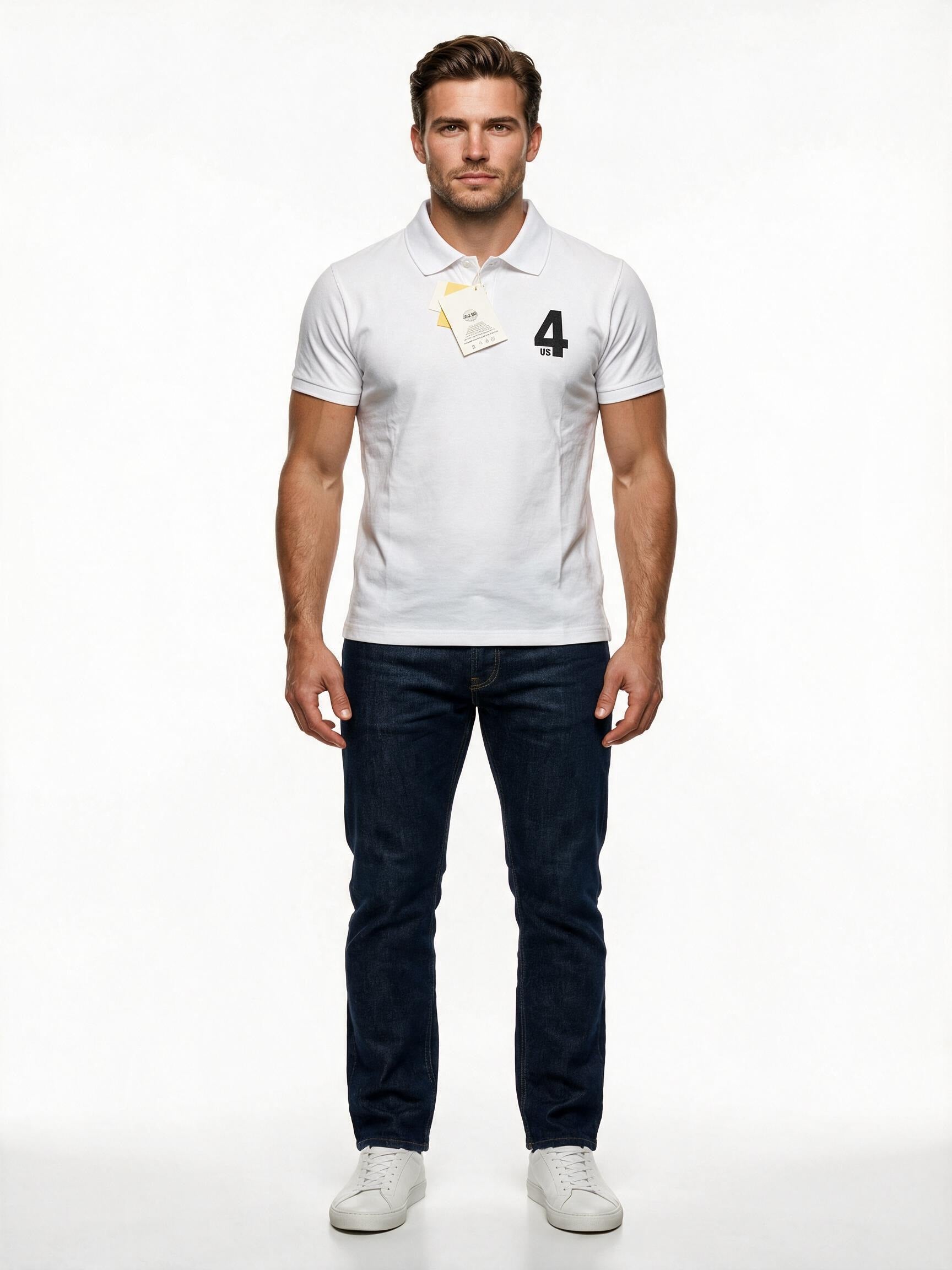 White 4US logo polo shirt