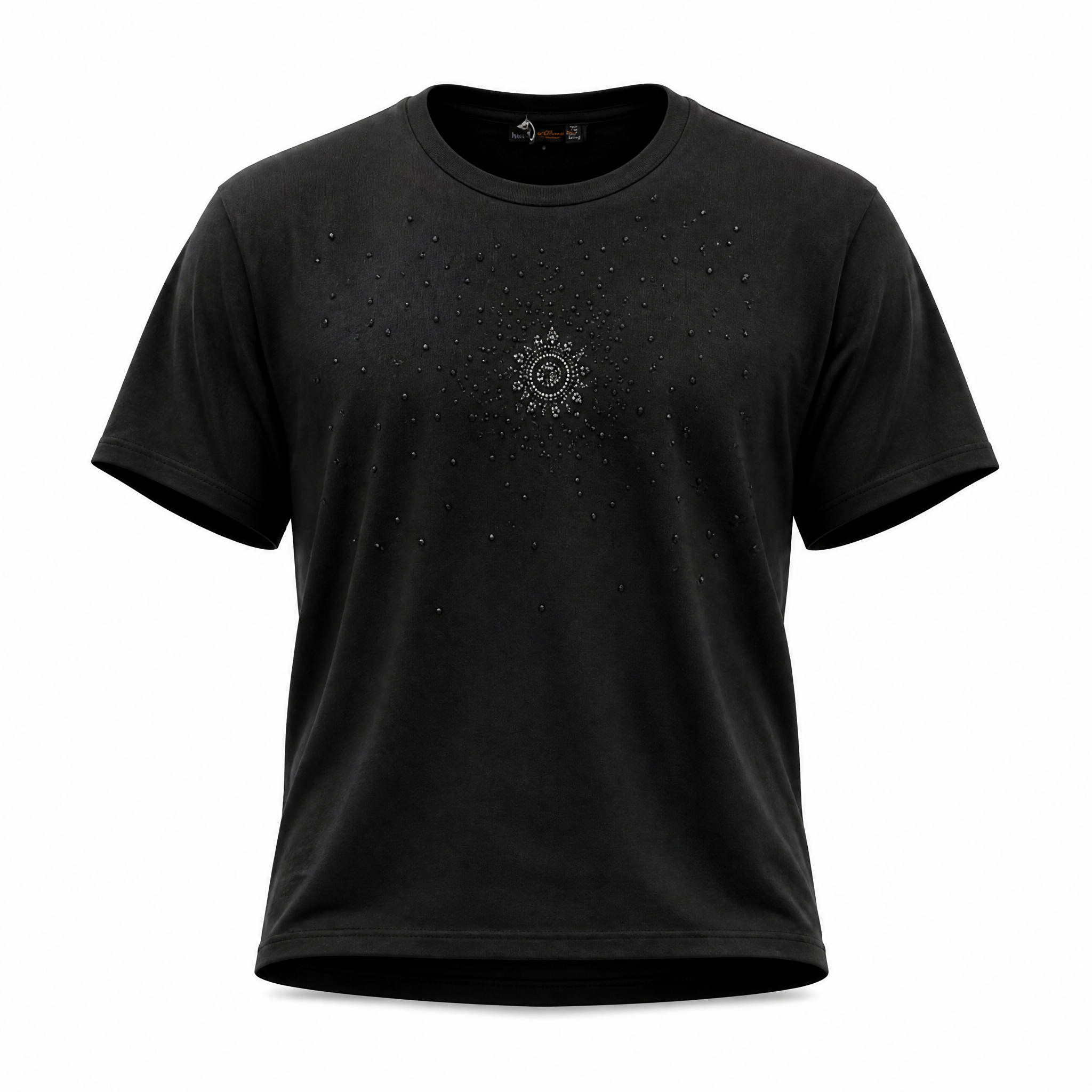 Black t-shirt with crystal sun motif