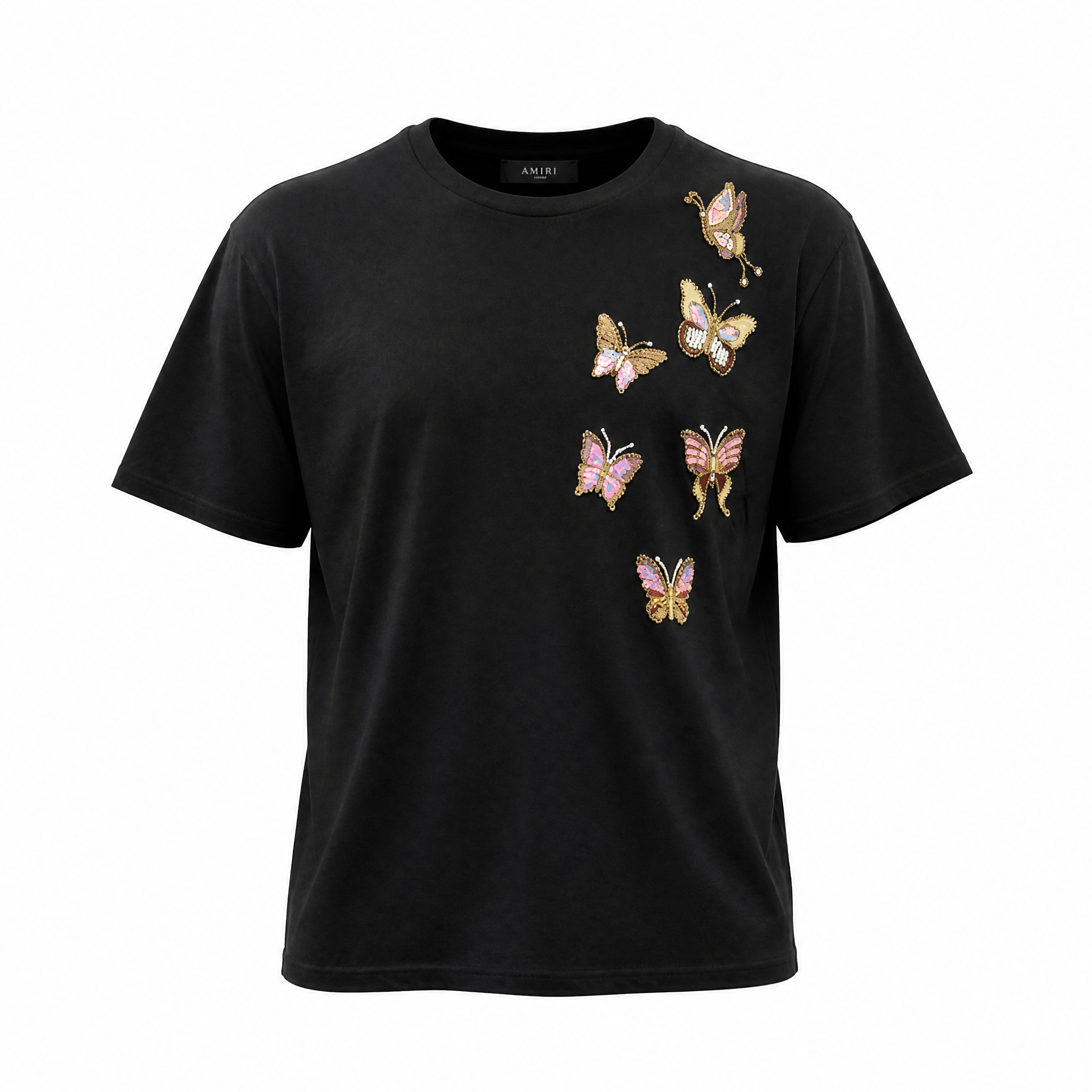 Black t-shirt with butterfly applique
