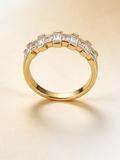 Gold baguette crystal eternity band ring