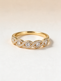 Gold twisted crystal half eternity band ring