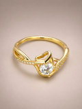 Gold twist crystal solitaire ring
