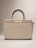 GUESS Quilted Top-Handle Tote Bag – Taupe