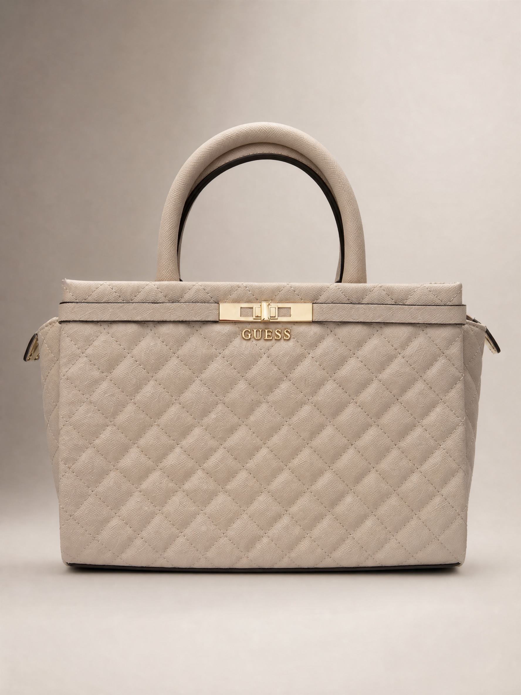 GUESS Quilted Top-Handle Tote Bag – Taupe