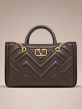 19V69 Italia Chevron-Quilted Chain Tote Bag – Brown