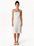 Cream pleated chiffon strappy mini dress