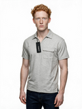Prince Italian-made grey marl short sleeve polo top