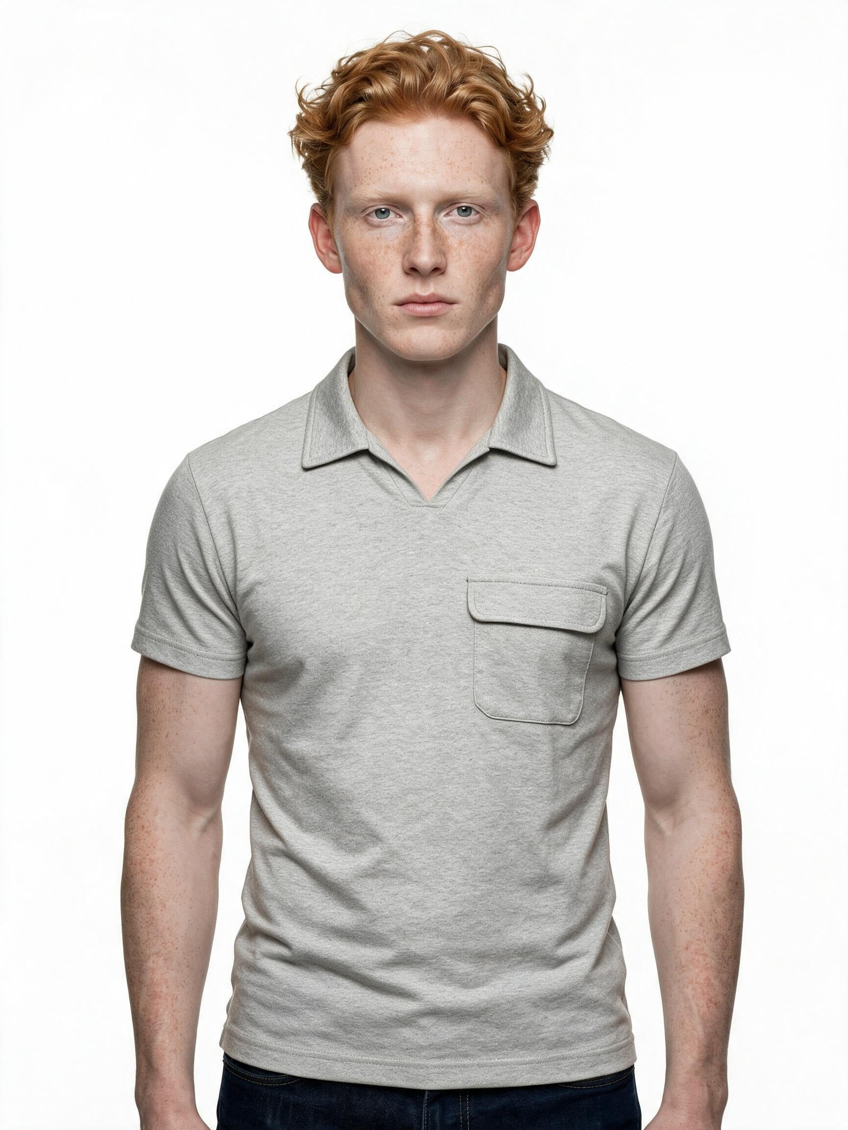 Grey marl polo top