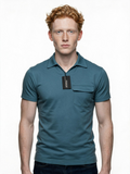Prince Italian-made teal blue short sleeve polo top