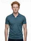 Teal blue polo top