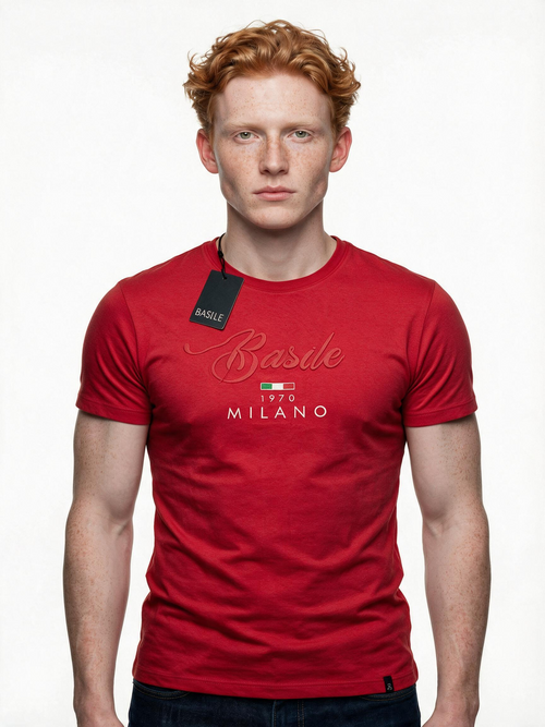 Basile Milano red logo t-shirt