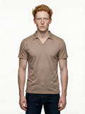 Mast Italian-made beige open collar polo top
