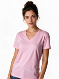Baby pink V-neck cotton t-shirt