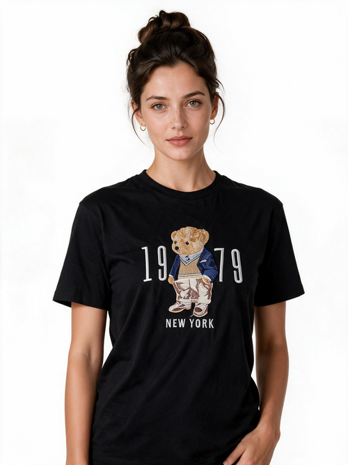 Black 1979 New York teddy bear print t-shirt