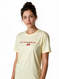 Pale yellow Wild Cherry Collective embroidered cotton t-shirt