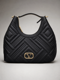 19V69 Italia Quilted Hobo Shoulder Bag – Black