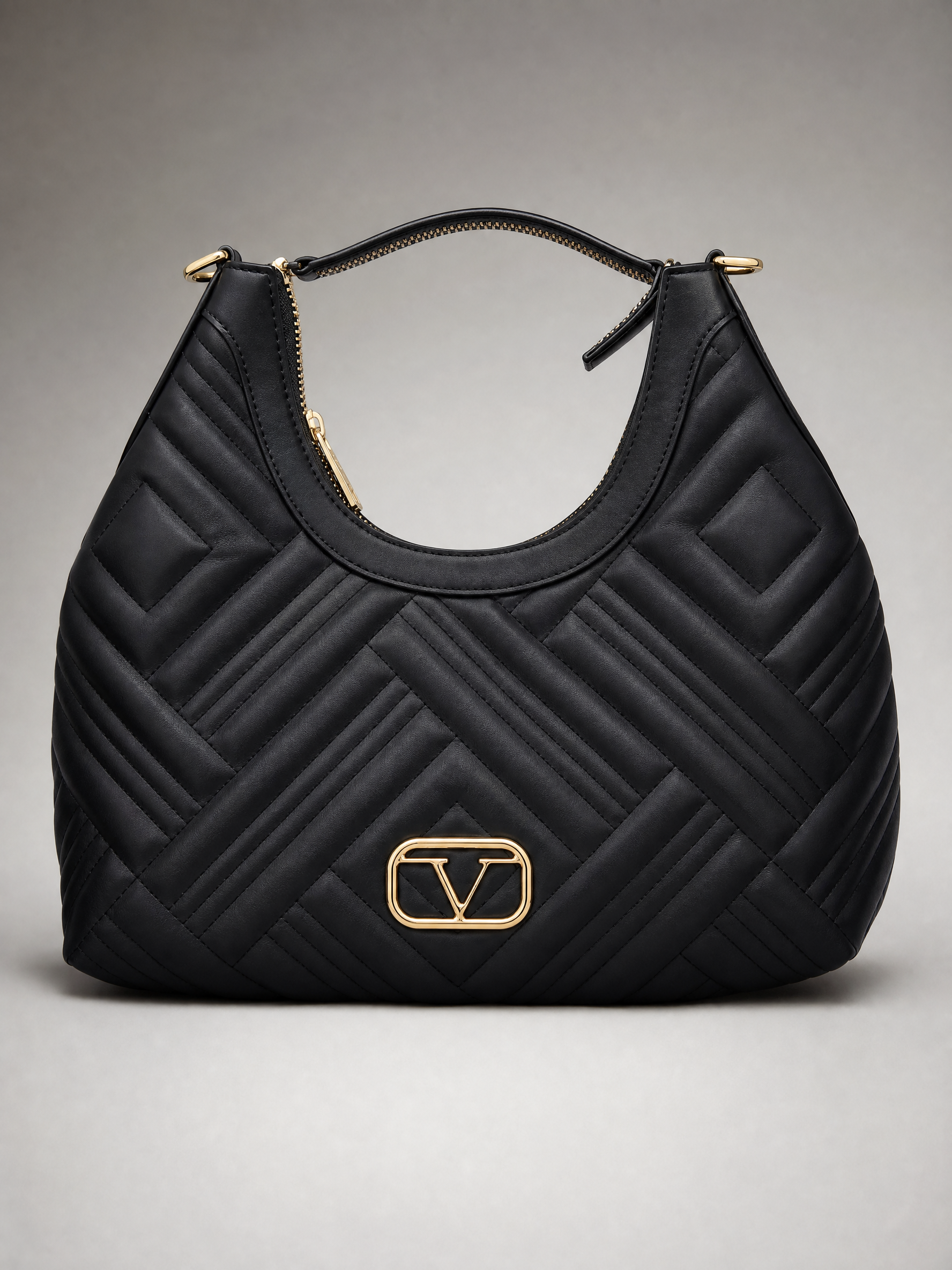 19V69 Italia Quilted Hobo Shoulder Bag – Black