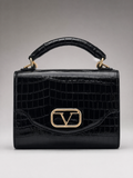 19V69 Italia Croc-Effect Box Bag – Black
