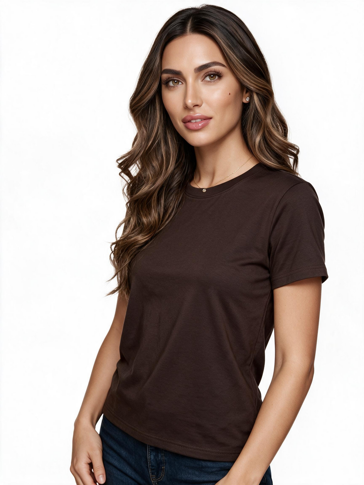 Dark brown crew neck t-shirt