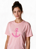 Pink t-shirt with pink glitter anchor print