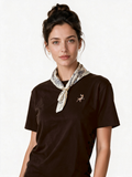 Dark brown t-shirt with small embroidered motif