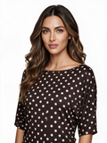 Brown polka dot short sleeve top