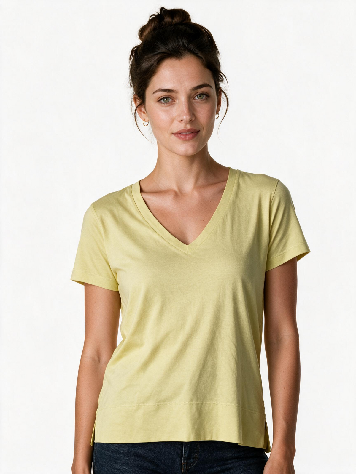 Lemon yellow V neck t-shirt
