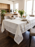 White waterproof rectangular tablecloth with lace border 140x180cm