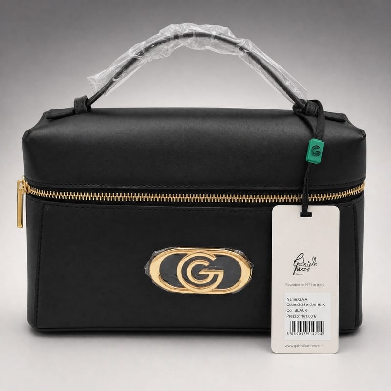 Gabriella Firenze Gaia Structured Vanity/Top-Handle Case Bag – Black