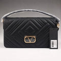 19V69 Italia Chevron-Quilted Flap Shoulder Bag – Black